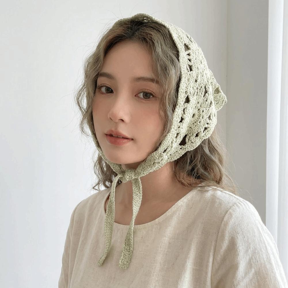 Pastoral Style Triangle Turban French Hollow Out Hair Band Retro Women Hair Scarf  Summer