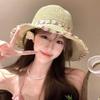 Foldable Wide Brim Straw Sun Hat for Women Summer UV Protection Lightweight Beach Vacation Gardening Cap