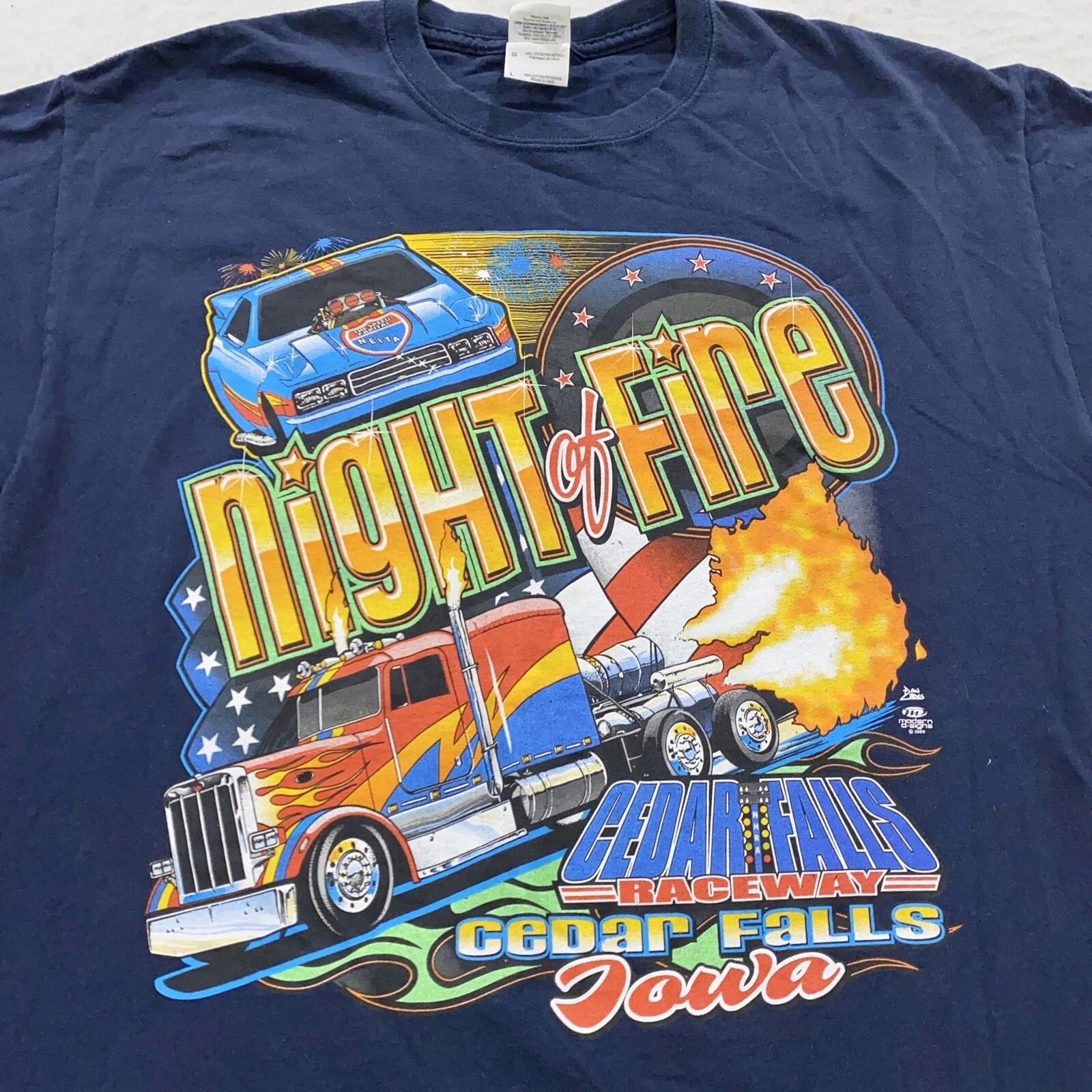 2009 CEDAR FALLS IOWA RACEWAY NIGHT OF FIRE T-Shirt MEDIUM/LARGE racing truck 3XL