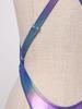 Womens Iridescent Metallic One Piece Swimsuit Chest Pads Crossing Strap Backless Bodysuit