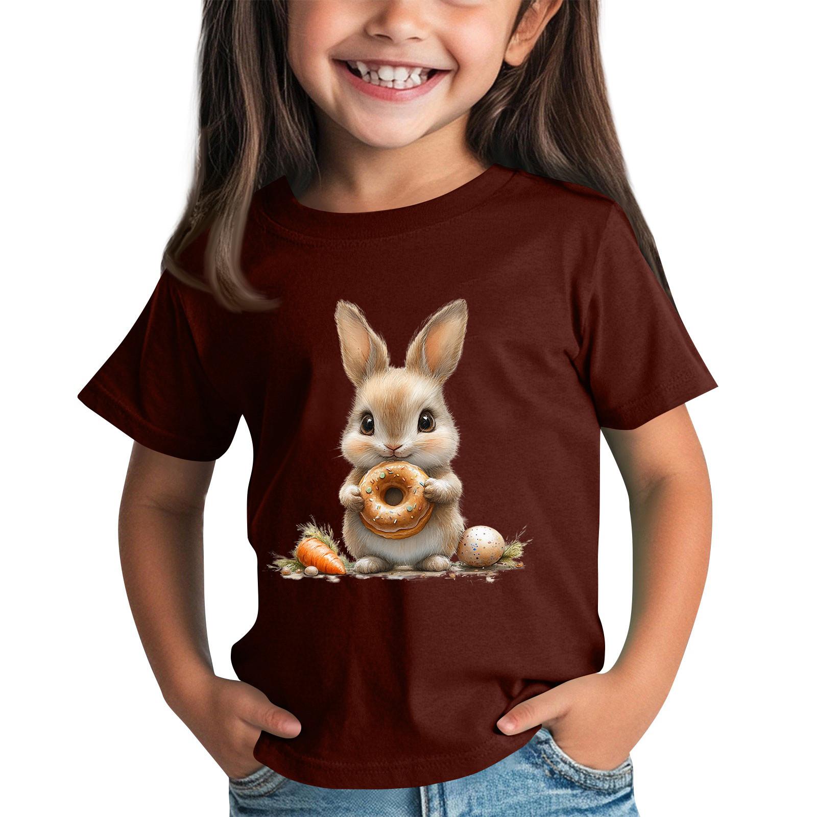 

Детская футболка с коротким рукавом и принтом животных, повседневный топ 120 винный