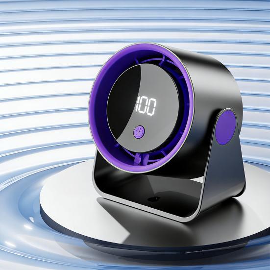 Portable Turbo Desk Fan 100-Speed Adjustable Table Fan with LED Display USB Rechargeable