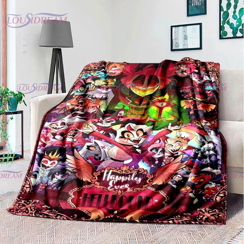 Creativity Animation Helluva Boss Blitzo Adult Soft Plush Flannel Blanket Throw Blanket Living Room Bedroom Bed Sofa Badspread