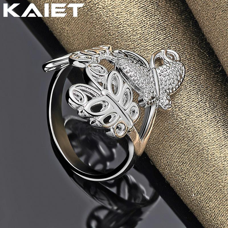 925 Sterling Silver Three Butterflies Adjustable Ring Charm For Women Jewelry