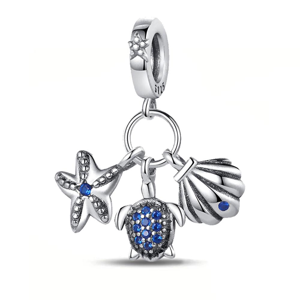 Ozean Serie 925 Silber Qualle Krebs Seepferdchen Anhänger DIY Armband Halskette Party Geschenke für Damen Herren