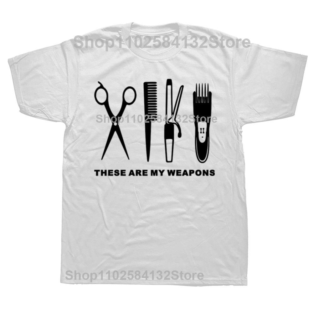 Barber Weapons Hairdresser T Shirt Unisex Soft Cotton Leisure Tshirt ONeck Short Sleeves Vintage Retro Tee Fashion Tshirt Gift