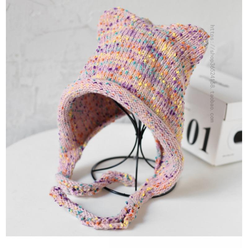 Korean Style Crochet Knit Hat Women Winter Ear Flap Warm Hat