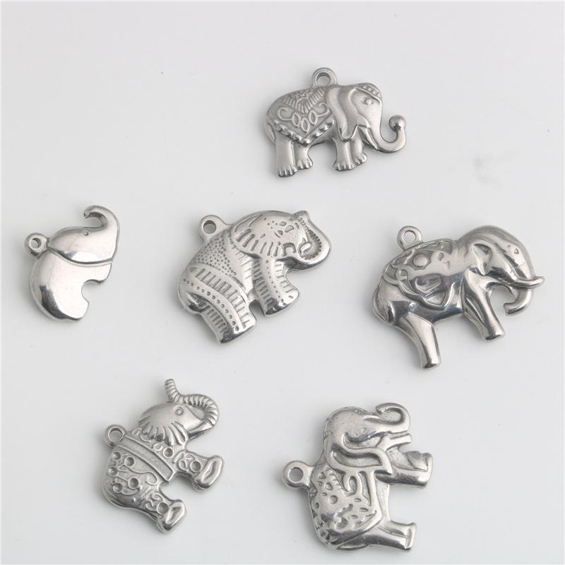 Stainless Steel Elephant Charm Necklace & Bracelet DIY Jewelry Accessories