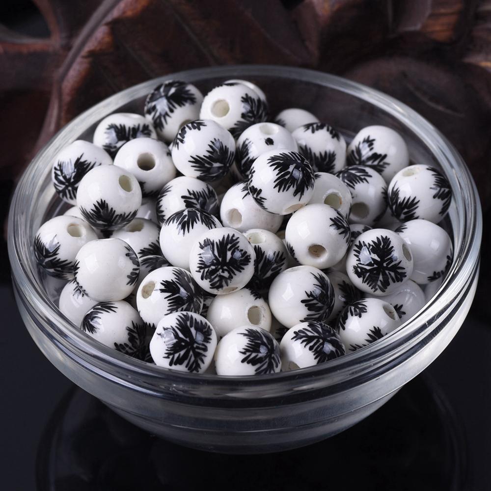 

20 шт. Круглые бусины-разделители из керамического фарфора с цветочными узорами, 10 мм, 12 мм, лот для DIY поделок, браслетов, аксессуары для изготовления ювелирных изделий 10mm-20pcs