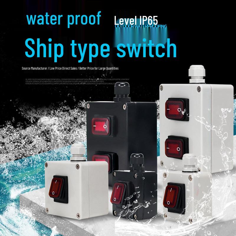 

Engineering Plastic Waterproof Rocker Switch with Light, SPST/DPST/3PST, 2-Position Indoor/Outdoor Surface Mount Box Single Pole, Black