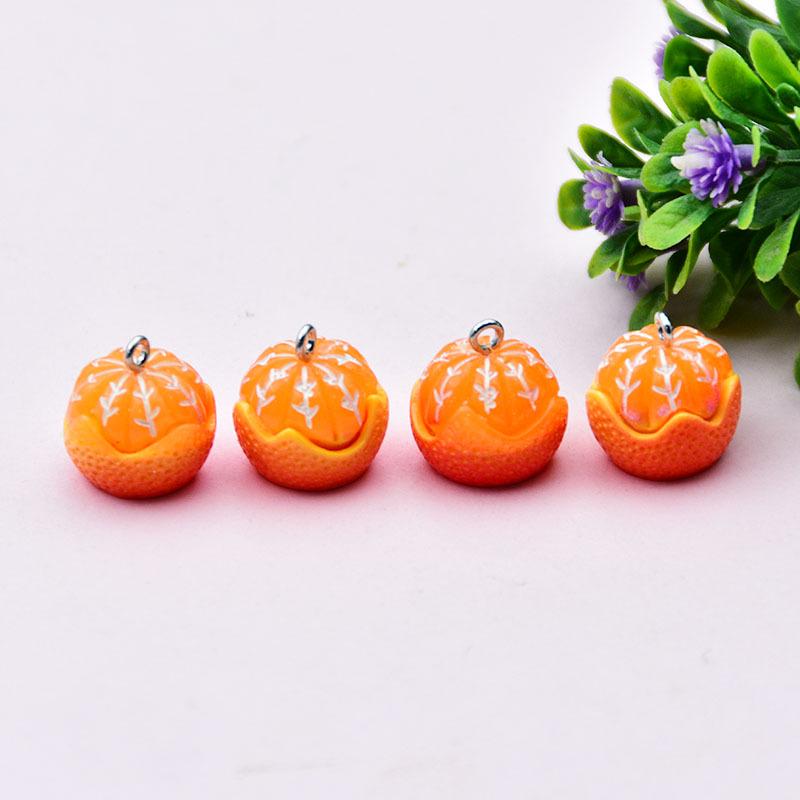 Colorful 3D Cartoon Orange Pendant Keychain - Resin Fruit Toy Jewelry Accessory.