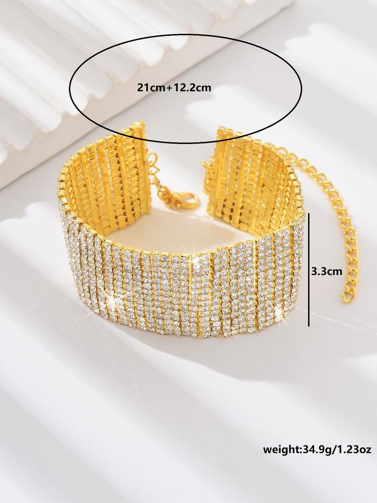 1 Women's European and American Trendy Multi Row Rhinestone Ankle Chain Outdoor Tourism Beach Banquet Party Holiday Gift