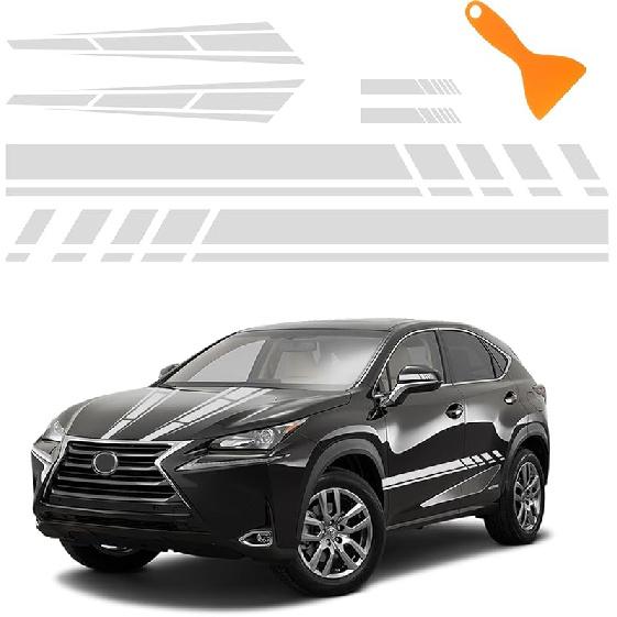 6PCS Racing Stripes For Cars - 2PCS Car Hood Decal + 2 Car Side Decals + 2 Car Mirror Stickers,Water-Resistant Stylish Car Decal Exterior CCar