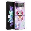 Cute Axolotl Kawaii Black Phone Case For Samsung ZFlip7 ZFlip6 ZFlip5 ZFlip4 ZFlip3 5G Hard Protective Galaxy Z Flip 3 4 5 6 7