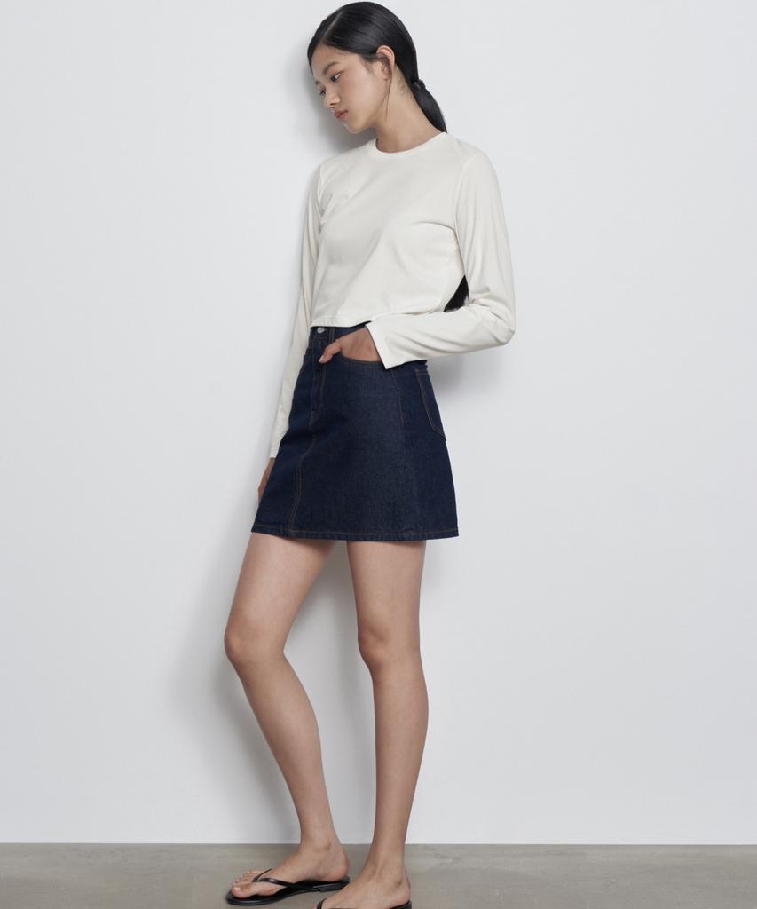 MUSINSA STANDARD WOMAN [Cooltandard] Women'S Crew Neck Crop Long Sleeve T-Shirt [Cream]