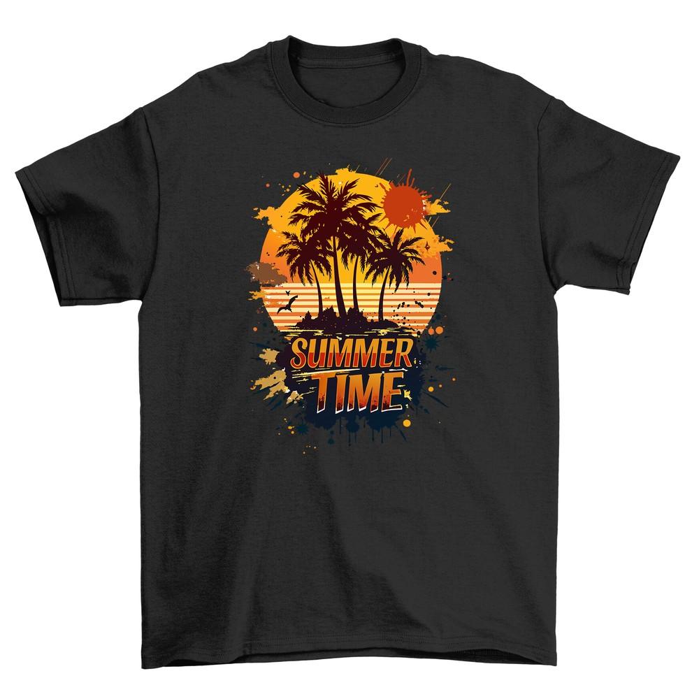 'Summer '97'' feel T-shirt - Retro Sunset and Palm Trees Design, 100% Cotton, Fun