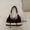 Niche Women's Lambswool Patchwork Bow Tote - Large Capacity Single Shoulder Bag 2025