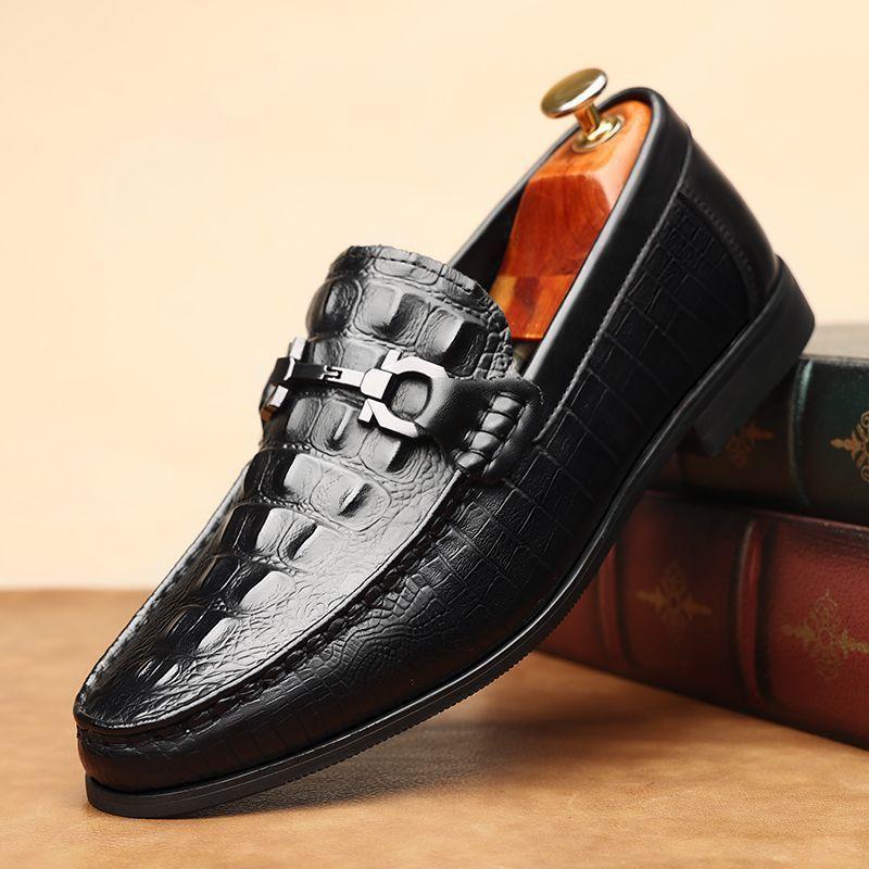 

Men s shoes spring breathable trend crocodile pattern British business dress men s shoes 38