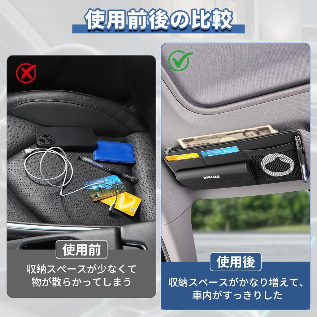 Magnetic Sun Visor Pocket for Yaris 15 Storage for Cards and Waterproof and Slim Easy Installation Compatible with Large-Capacity (10 Series, Series),