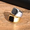 Square Ring for Men,Stainless Steel Thumb Ring Signet Ring Wedding Ring,Stylish Jewelry Gift for Husband Boyfriend Father