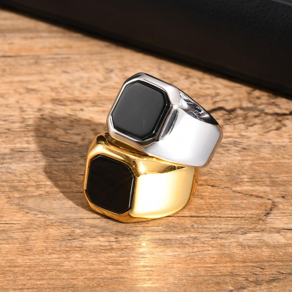 Square Ring for Men,Stainless Steel Thumb Ring Signet Ring Wedding Ring,Stylish Jewelry Gift for Husband Boyfriend Father