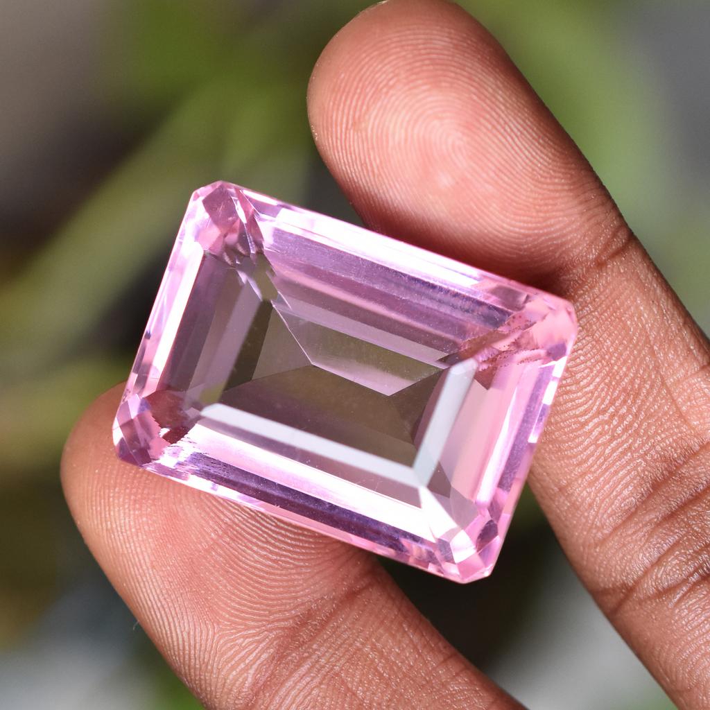 RARE Pink NATURAL Brazilian Topaz 75 Ct Emerald Cut CERTIFIED Loose Gemstone