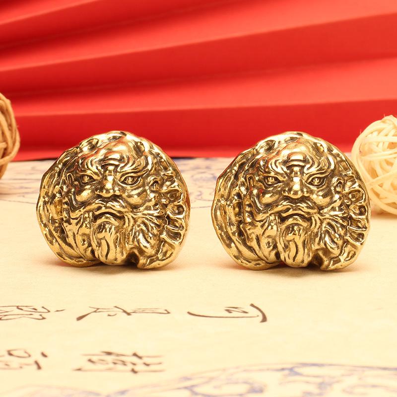 Zhong Kui Messing Walnuss Gesundheitsbälle - Dreieckiger Bodhi Bronze Kreatives Geschenk