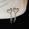 Rhinestone Heart Earrings Elegant Drop Earrings Exquisite Long Tassel Earrings  Party