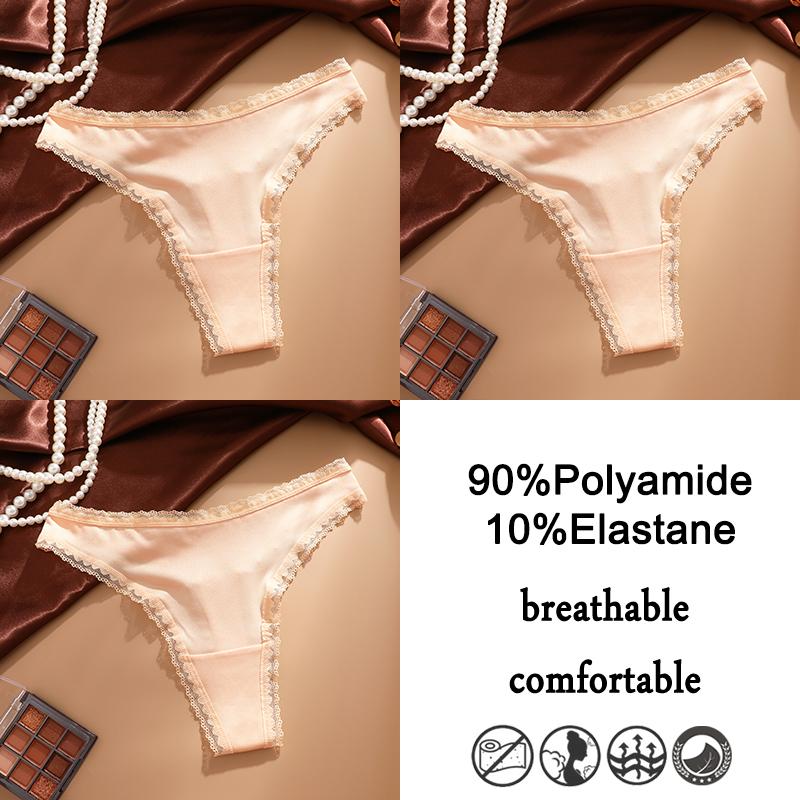 FINETOO 3Pcs Lace Panties Sexy G-String Women's Underwear T-Back Lingerie for Female Panties Underpants Briefs Thong Intimates