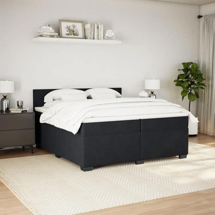 Maison Exclusive - Black Bed Slat Base and Mattress 200x200 Cm Velvet