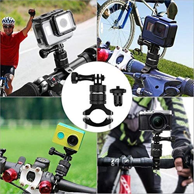 360 Degrees Rotary Aluminum Bike Bicycle Handlebar Mount for Gopro Hero 13 12 11 10 9 4Session 1/4 Screw Action Camera Mounting