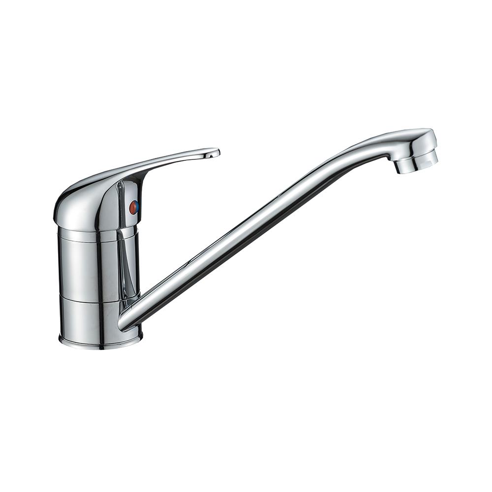 Modern Chrome Single Handle Zinc Alloy Long Neck Cold and Hot Water Kitchen Sink Faucet (as the picture,Chrome)