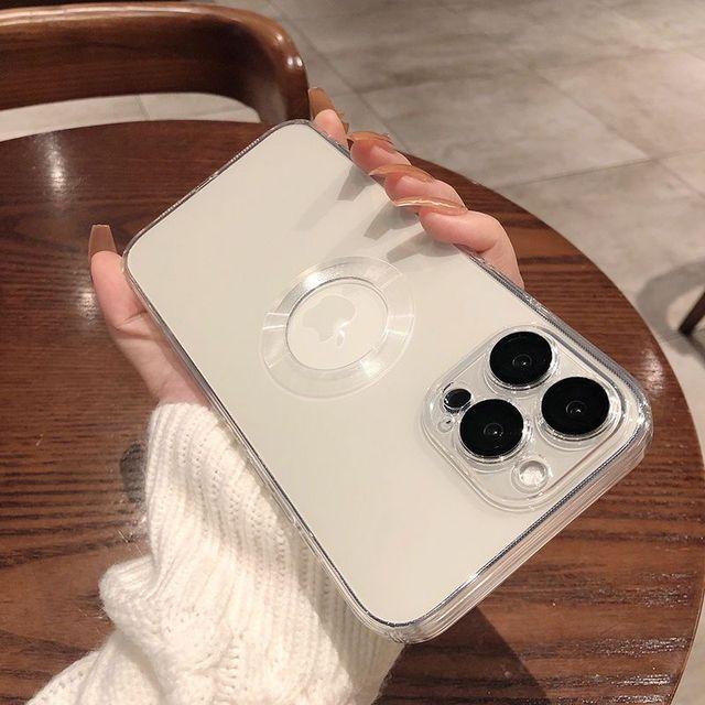 Luxury Logo Hole Soft Silicone Transparent Case For Iphone 14 13 12 11 Pro Max Xr Xs X 7 8 Plus Lens Protection Plating Cover