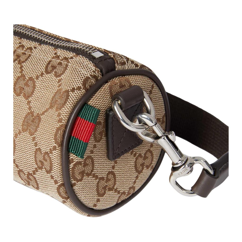 GUCCI Adjustable Strap Canvas With Leather Trim Shoulder Bag, Crossbody Bag Men's Beige & Brown 834269-FAEON-9750