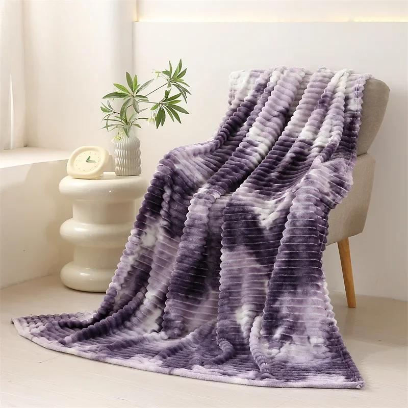 Soft Plush Fleece Throw Blanket Ultra Warm Cozy Blanket for All Seasons Comfortable Air Conditioning Nap Lunch Break Home Decor