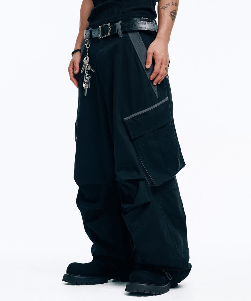 EASY NO EASY Peach Cotton Cargo Pants - Black