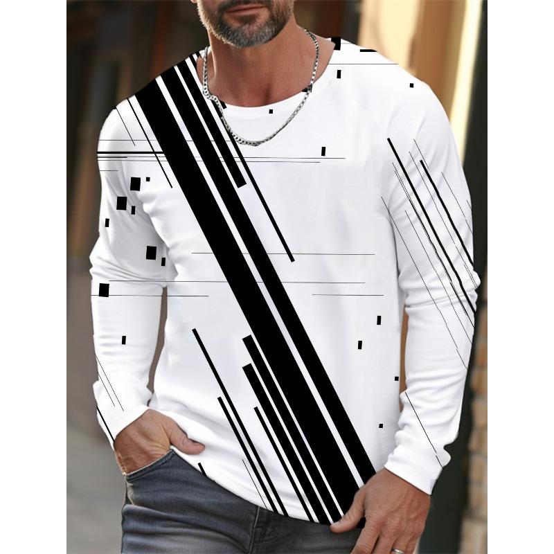 Einfaches Herren Sport Quick-Drying Langarm-T-Shirt 3D-Druck Hohe Auflösung Neues Sport Herren Herbst Lässige Rundhals-Oberteile