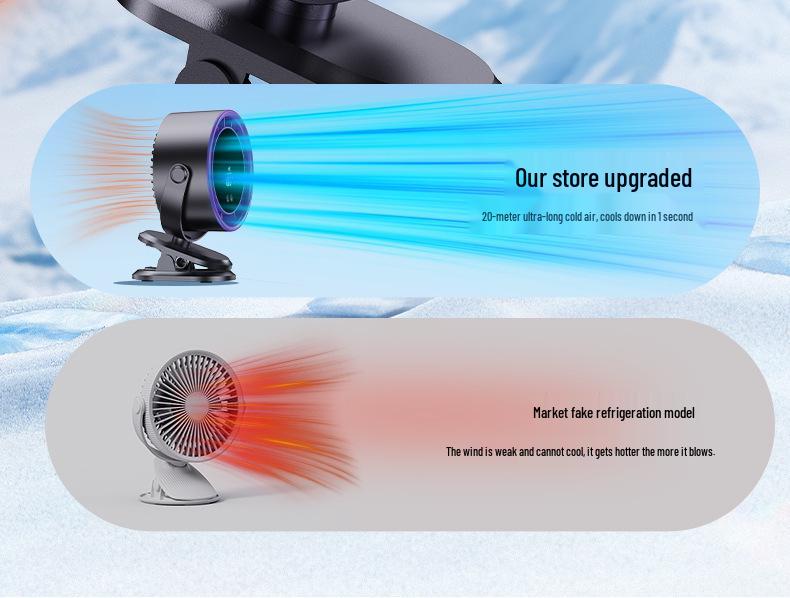 New High-Speed Clip-On Fan: 100 Gears, Digital Display, Wall-Mountable, Rechargeable for Home or Office Use