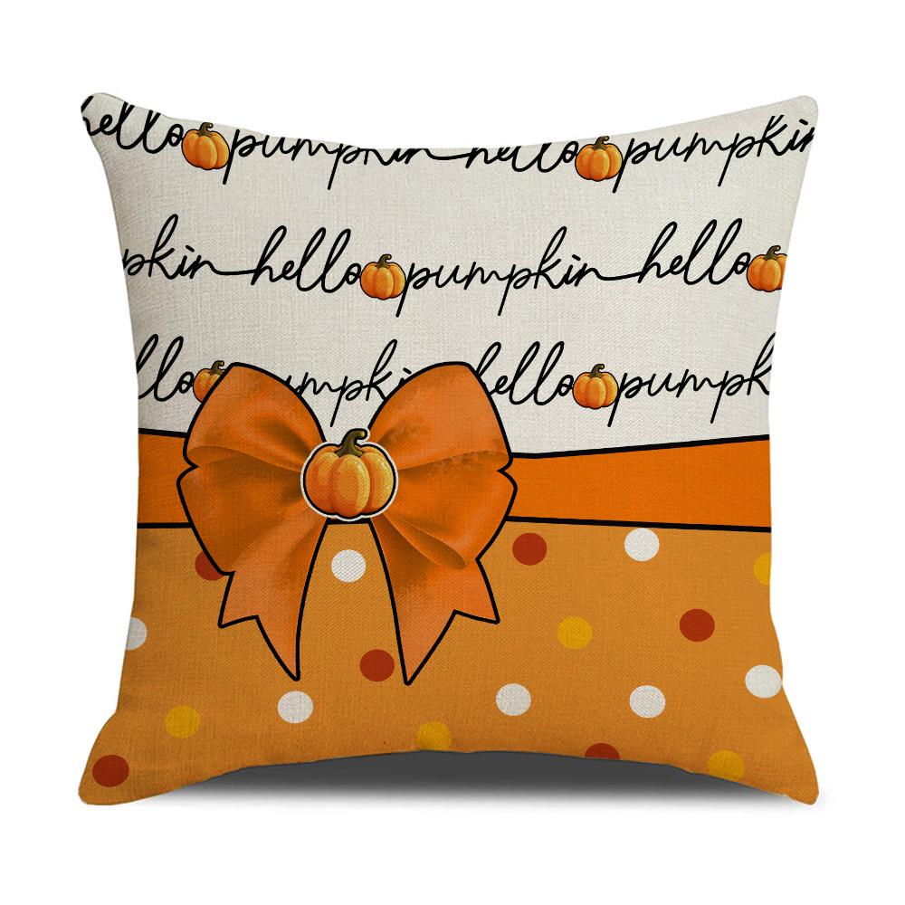 

Хэллоуинская наволочка с тыквой, осенняя льняная наволочка с принтом кленовых листьев, декоративный чехол на подушку для дивана 45 * 45Cm