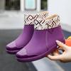 Women's Ankle Rain Boots Waterproof PVC Rubber Slip-on Flat Shoes Anti-slip Lightweight Garden Footwear Autumn