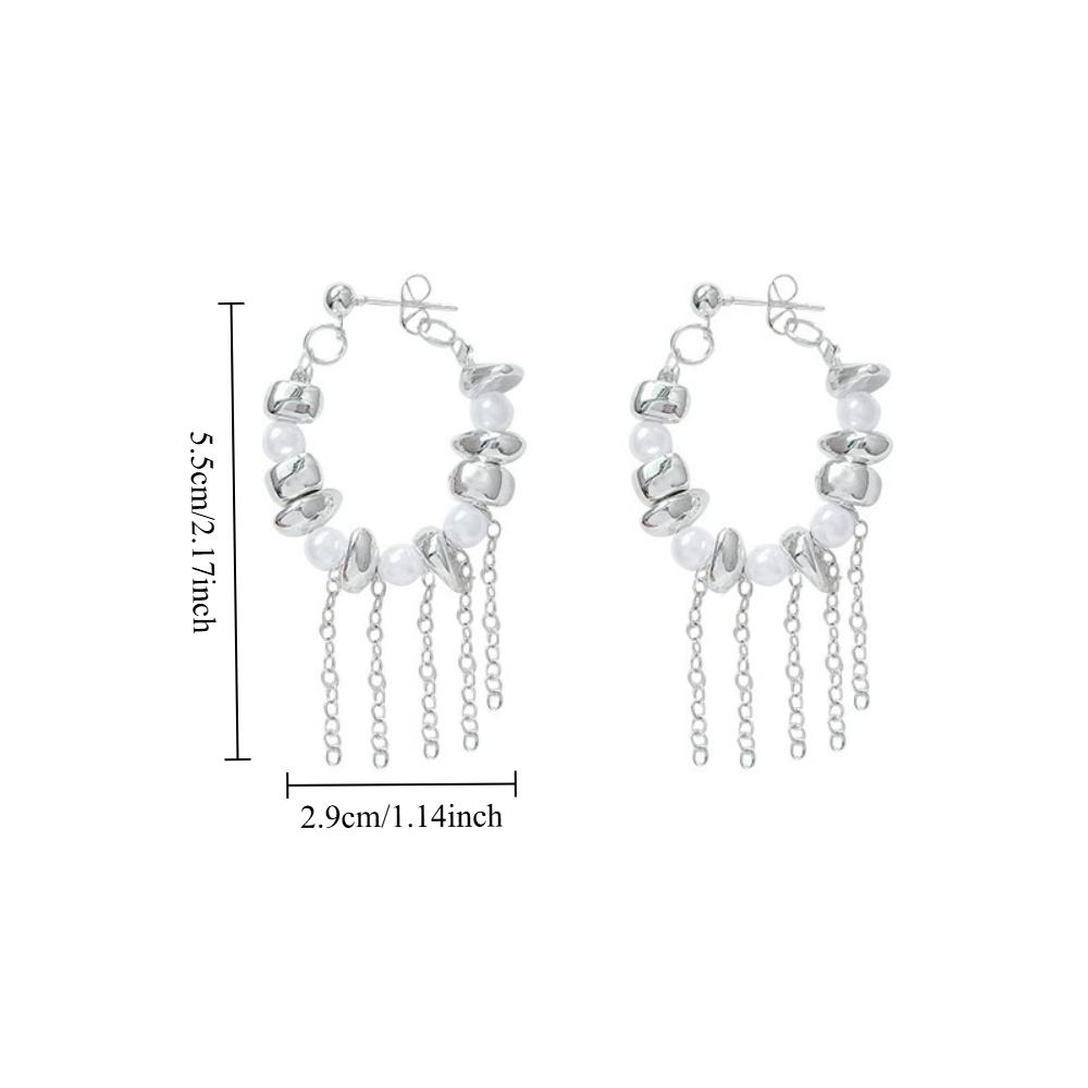 New French high-end pearl earrings with light luxury design, cold and cool style, long tassel earrings