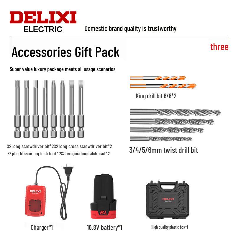 DELIXI ELECTRIC Cordless Impact Drill & Screwdriver CN Plug (adapter Included)