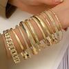 Ten Piece Set Of Stylish Bohemian Folk Retro Wide-Face Gold And Copper Color Wedding Banquet Bracelet Jewelry