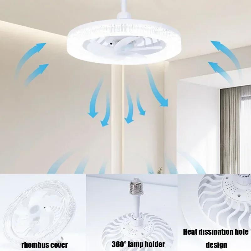 Modern Ceiling Fan With LED Light And Remote Control E27 Fan Lamp 4 Speed 360° Circulating Air For Kitchen Room Home Lighting