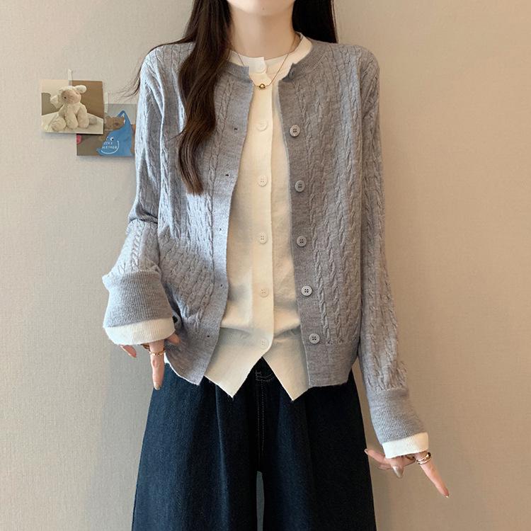 Plus Size Women s Color Block Long Sleeve Knit Top 4XL серый