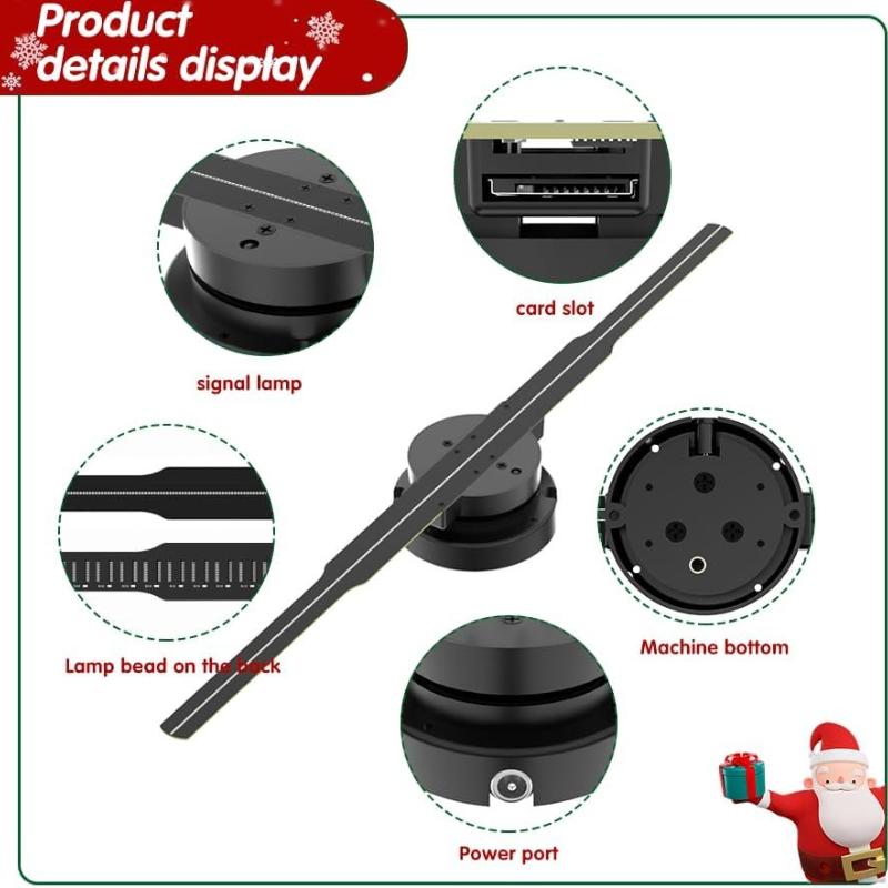 

3D HD Hologram Fan Projector 42cm Christmas LED Sign Holographic Support Image Video Shop Bar Party Advertising Display Light US