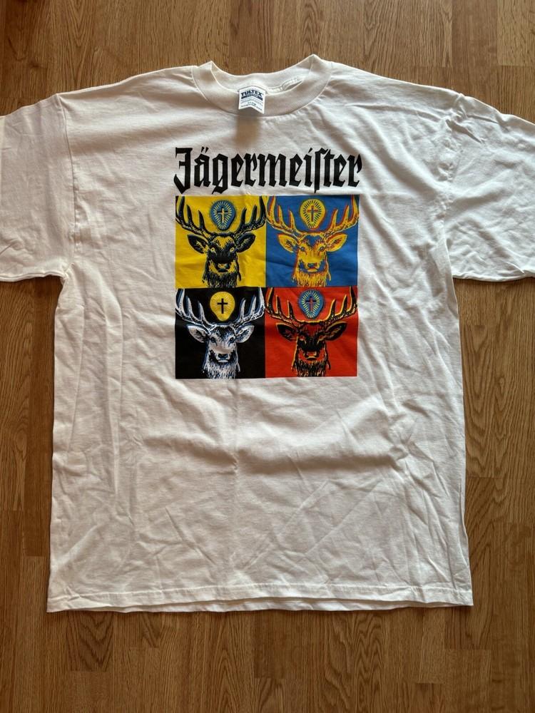 NOS Rare Vintage 90 Jagermeister Andy Warhol White T-shirt Mens Size XL Promo S