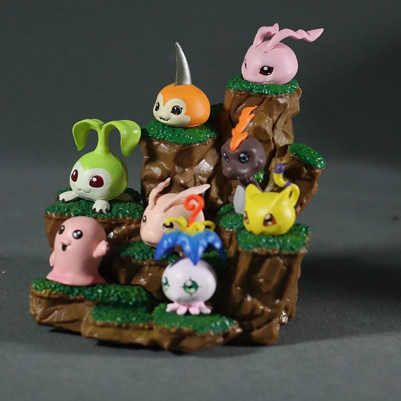 11cm Anime Digimon Baby Stage 8 Piece Scene Agumon Biyomon Gabumon Mogumon Togomon Pomon Character Model Collection Toy Gift