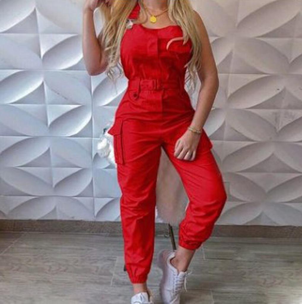 Women's Fashion Casual Sleeveless Holiday Backless Summer Camisole Jumpsuit