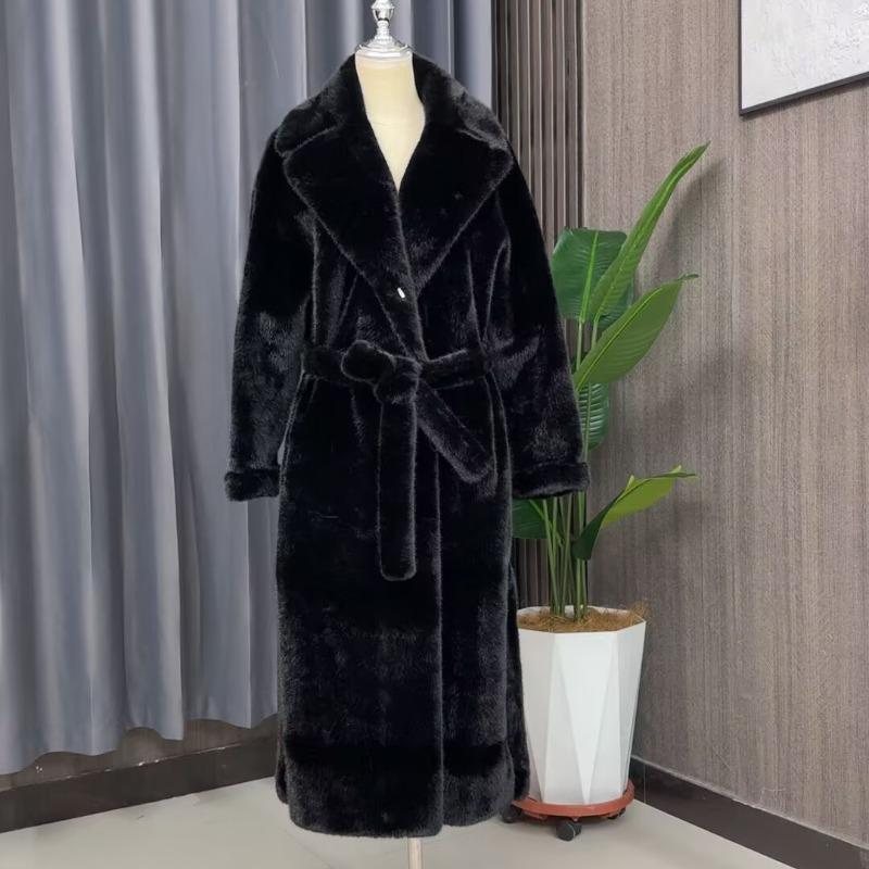 Осень и зима новая большая размерная имитация норковой шубы длинная меховая интегрированная имитация меховой шубы женская одежда M